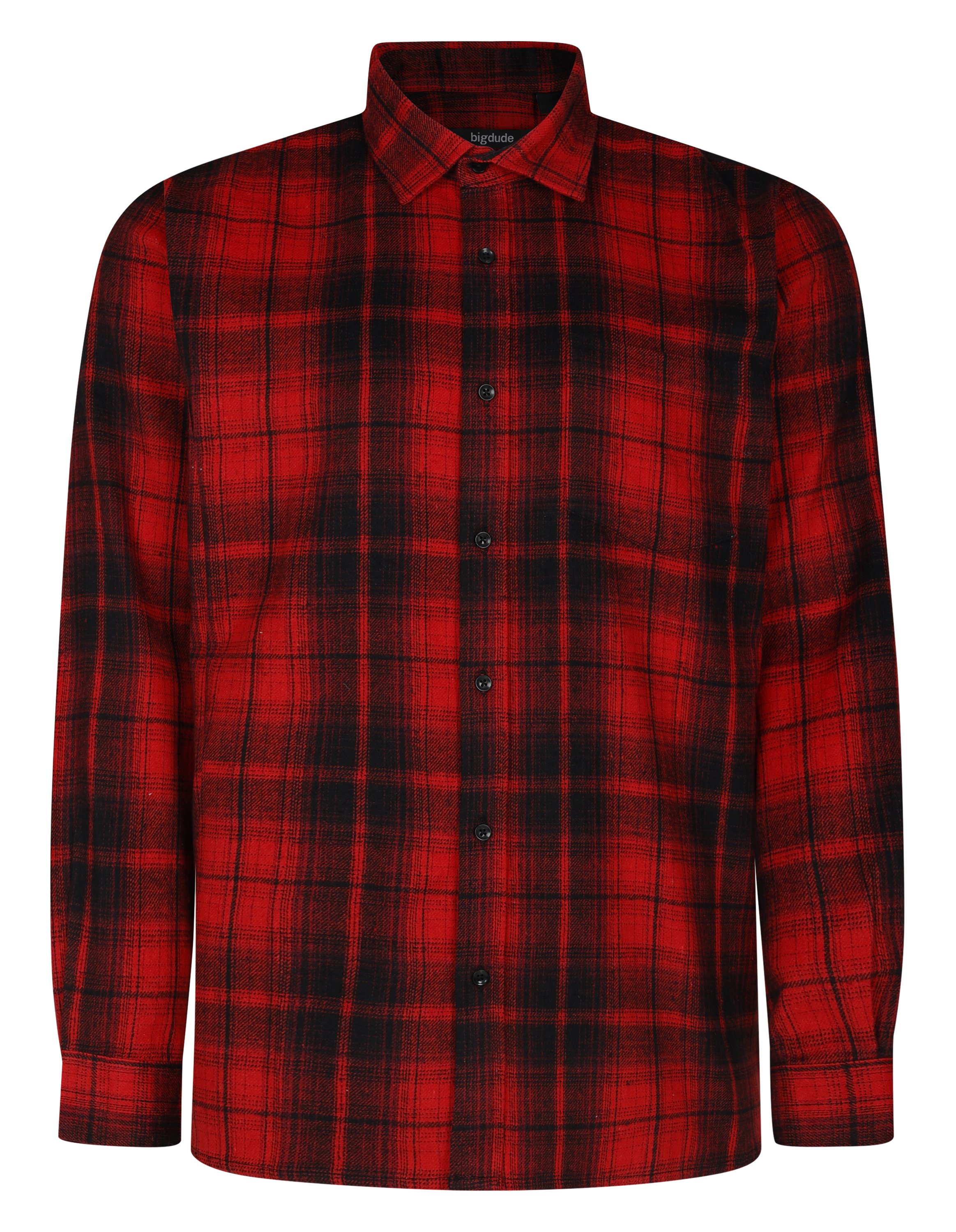 Bigdude Checked Flannel Long Sleeve Shirt Poppy Red | BigDude